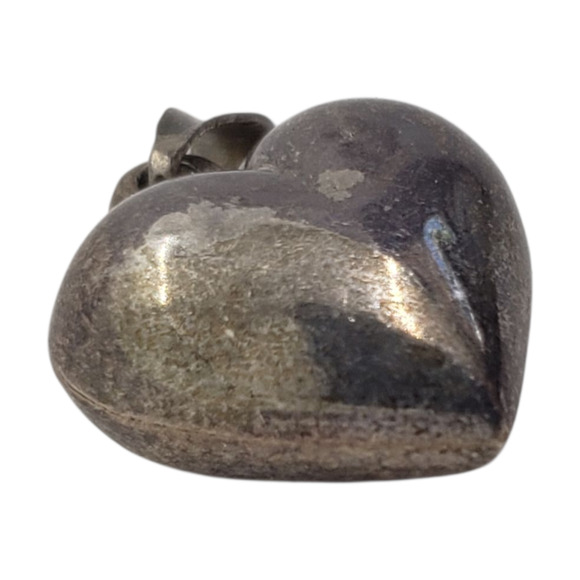 Vintage Large Sterling Silver 925 Big Puffy Heart Pendant Charm Patina - Picture 3 of 7